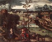 PATENIER, Joachim Landscape with the Rest on the Flight zg oil painting